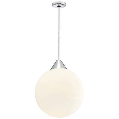 George Kovacs Simple 16in 1-Light Pendant | Chrome and Etched Opal Glass | Kitchen Island & Dining Room | 16 x 16 x 19 in | Model P1834-077