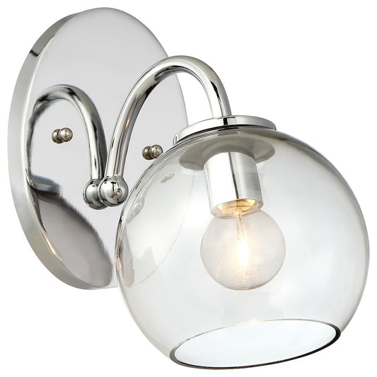 George Kovacs Exposed 1-Light Wall Sconce | Contemporary Chrome and Smoked Glass | Bathroom & Hallway Accent | 6 x 9 x 8 in | Model P1841-077