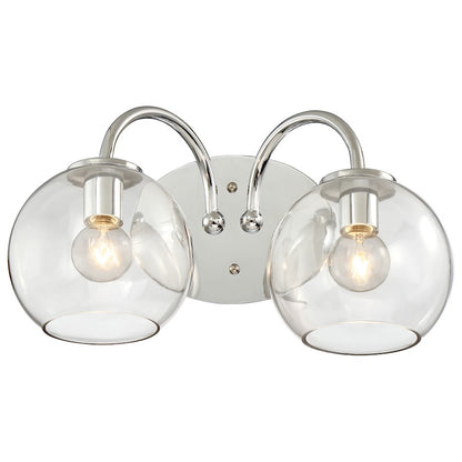 George Kovacs Exposed 2-Light Bath Vanity Light | Chrome Smoked Glass Globes | Bathroom Vanity & Powder Room | 16 x 8 x 8 in | Model P1842-077
