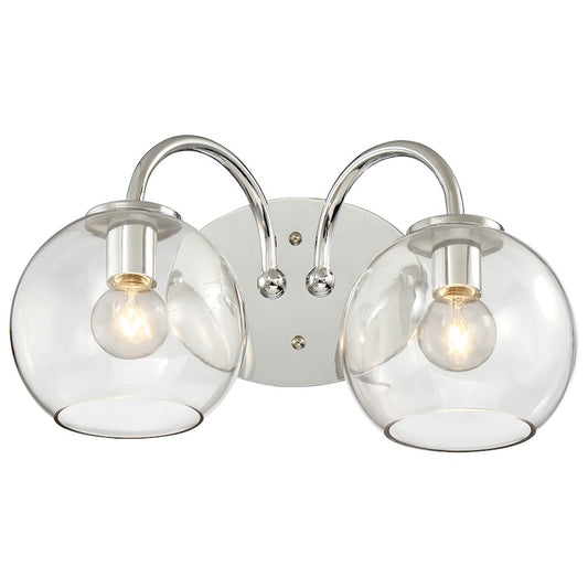 George Kovacs Exposed 2-Light Bath Vanity Light | Chrome Smoked Glass Globes | Bathroom Vanity & Powder Room | 16 x 8 x 8 in | Model P1842-077