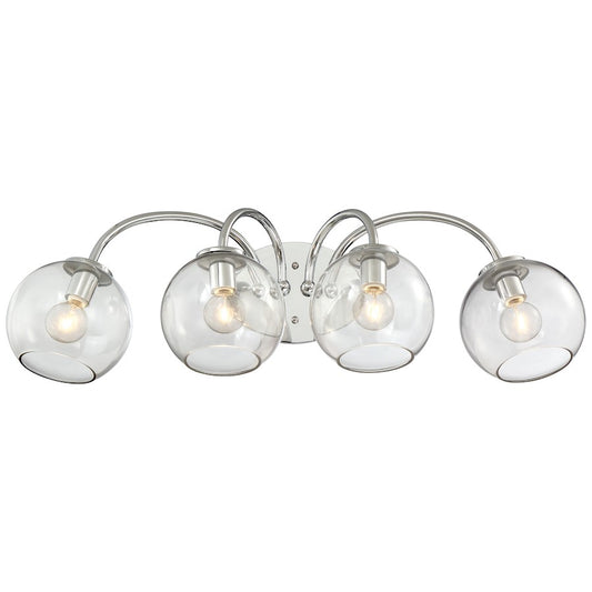 George Kovacs Exposed 4-Light Bath Vanity | Chrome Smoked Glass | Bathroom Vanity Light | 27 x 9.5 x 8.5 in | Model P1844-077