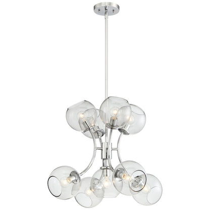 George Kovacs Exposed 9-Light Chandelier | Chrome Smoked Glass Globes | Dining Room & Living Room | 23 x 23 x 18 in | Model P1849-077
