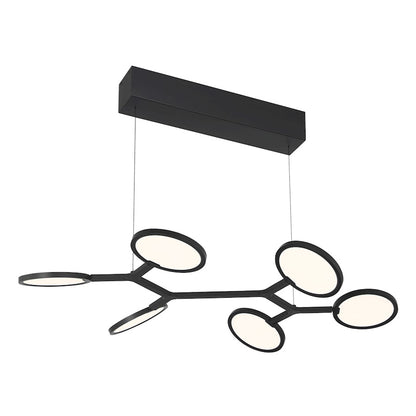 Minka George Kovacs Bandalore 38in 6-Light LED Island | Industrial Coal Steel and Plastic Shade | Kitchen Island & Dining Room | Model P1951-66A-L