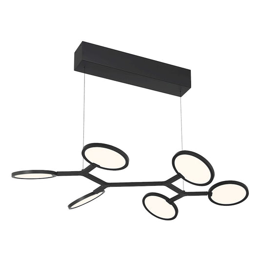 Minka George Kovacs Bandalore 38in 6-Light LED Island | Industrial Coal Steel and Plastic Shade | Kitchen Island & Dining Room | Model P1951-66A-L