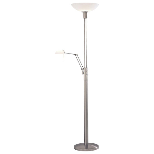 George Kovacs Reading Room 72in 1-Light Torchiere Floor Lamp | Brushed Nickel | Living Room & Bedroom | 33.5 x 13.75 x 71.5 in | Model P257-084