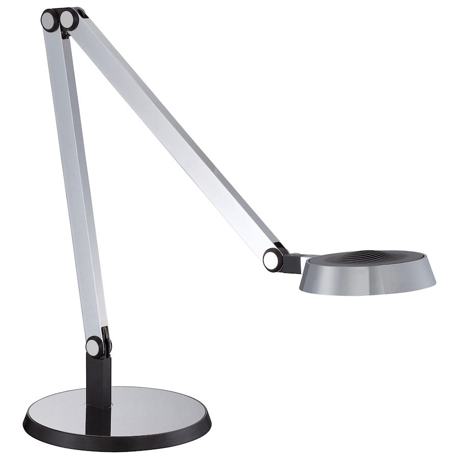 George Kovacs LED Task Table Lamp 24.5in | Contemporary Chrome Metal | Desk & Home Office Task Light | 9 x 9 x 24.5 in | Model P304-1-077-L