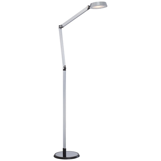 George Kovacs LED Floor Lamp | Chrome Contemporary | Living Room & Office Reading Light | 48in H x 10in W x 25in D | Model P304-3-077-L