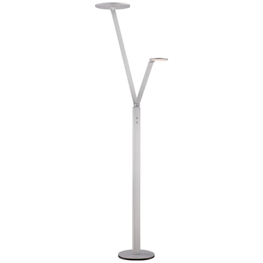 George Kovacs 2-Light LED Floor Lamp | Contemporary Chiseled Nickel | Living Room & Reading Nook | 71 in Tall, 16W LED | Model P305-3-654-L