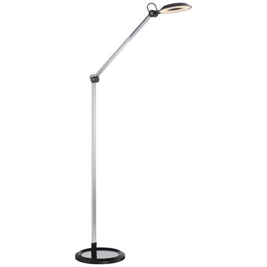 George Kovacs P306-3-077-L LED Floor Lamp | Chrome with Black Shade Contemporary | Living Room & Bedroom Reading | 9 x 12 x 34 in | Model P306-3-077-L