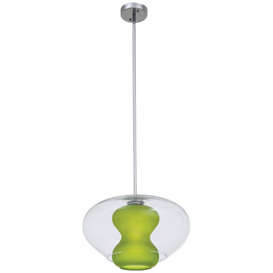 George Kovacs Soft 17in 1-Light Pendant | Contemporary Chrome and Clear Glass | Kitchen Island & Dining Room | 17 x 17 x 10 in | Model P3840-077