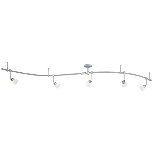George Kovacs GK Lightrail 192in 5-Light Track Lighting Kit | Contemporary Silver Finish with Etched Opal Glass | Living Room & | Model P4216-609