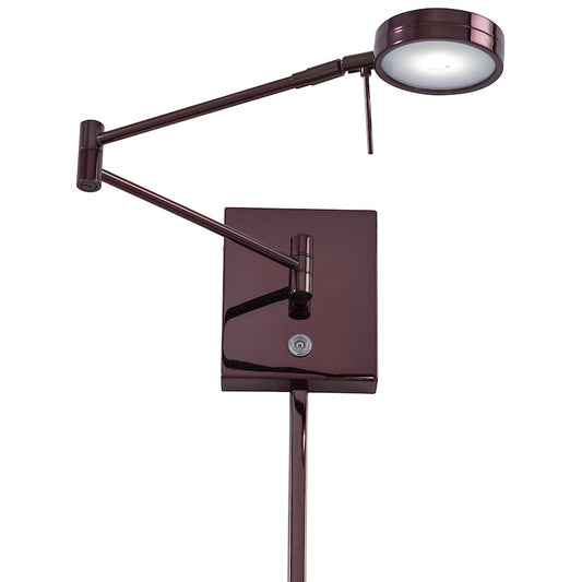 George Kovacs Reading Room 1-Light LED Swing Arm Wall Sconce | Contemporary Chocolate Chrome | Living Room & Bedroom Reading Light | Model P4308-631