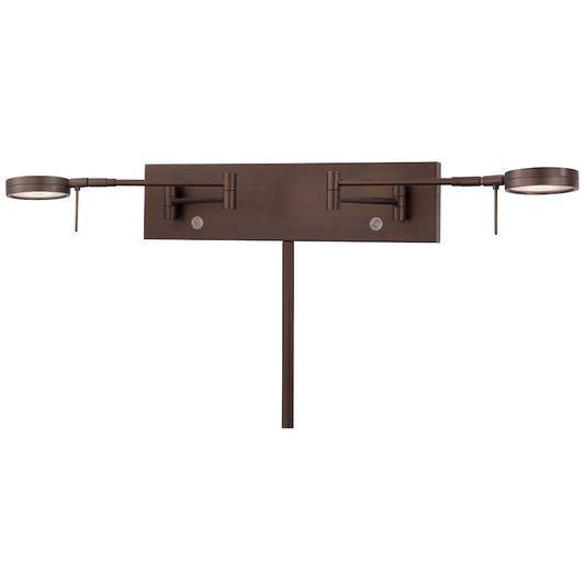 George Kovacs Reading Room 26in 2-Light LED Swing Arm Wall Sconce | Contemporary Copper Bronze Patina | Bedroom Reading Light | Model P4309-647