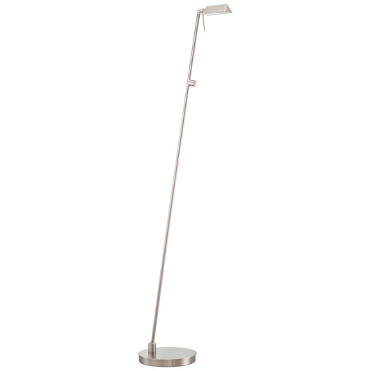 George Kovacs Reading Room LED Floor Lamp | Contemporary Brushed Nickel | Living Room & Bedroom Reading Light | 8 x 16 x 50 in | Model P4314-084
