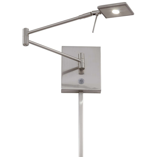 George Kovacs Reading Room Swing Arm LED Wall Lamp | Contemporary Brushed Nickel | Bedroom & Home Office Reading Light | Model P4328-084