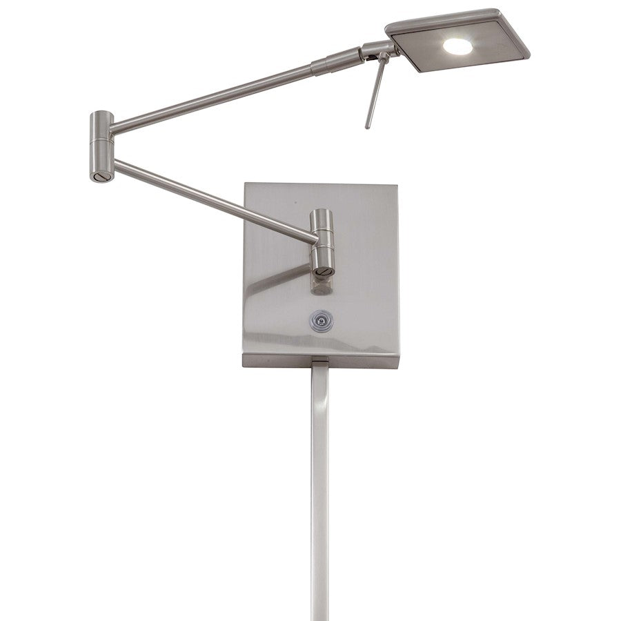George Kovacs Reading Room Swing Arm LED Wall Lamp | Contemporary Brushed Nickel | Bedroom & Home Office Reading Light | Model P4328-084