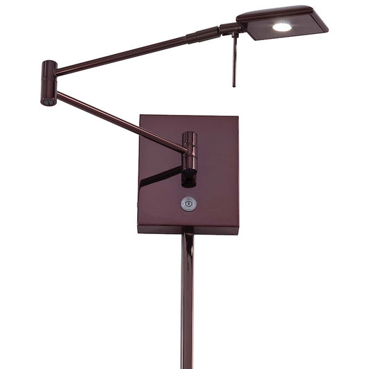 George Kovacs Reading Room 17in 1-Light LED Swing Arm Wall Sconce | Contemporary Chocolate Chrome Metal | Bedroom & Office Reading | Model P4328-631