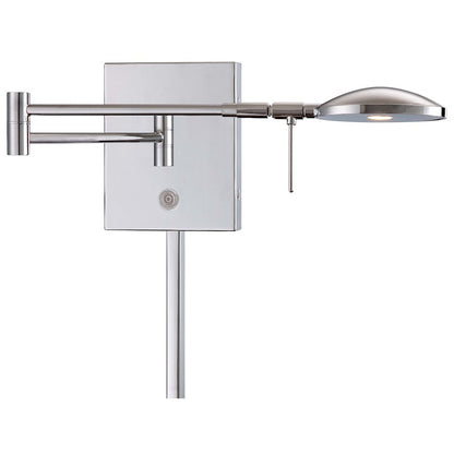 George Kovacs Reading Room 15in 1-Light LED Swing Arm Wall Sconce | Contemporary Chrome | Bedroom & Living Room Reading Light | Model P4338-077