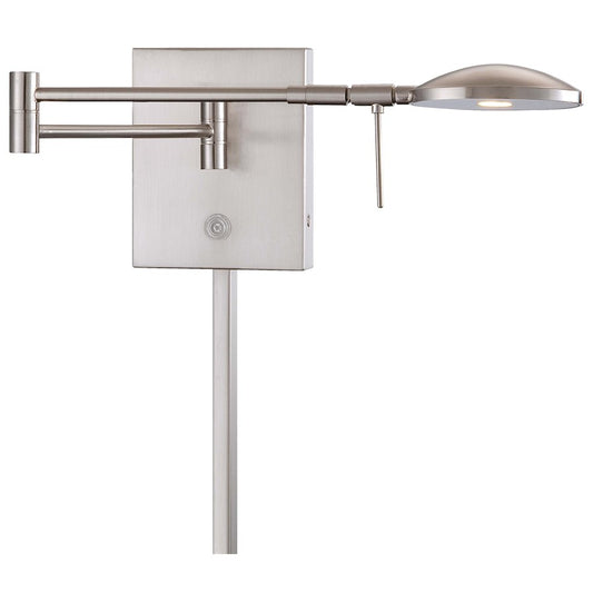 George Kovacs Reading Room 1-Light LED Swing Arm Wall Sconce | Contemporary Brushed Nickel | Bedroom & Hallway Accent Light | 15in | Model P4338-084