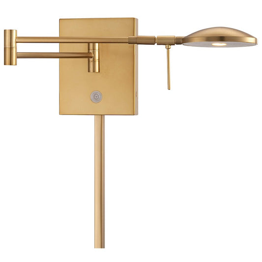 George Kovacs Reading Room 15in 1-Light LED Swing Wall Sconce | Contemporary Honey Gold Metal | Bedroom & Living Room Reading Light | Model P4338-248