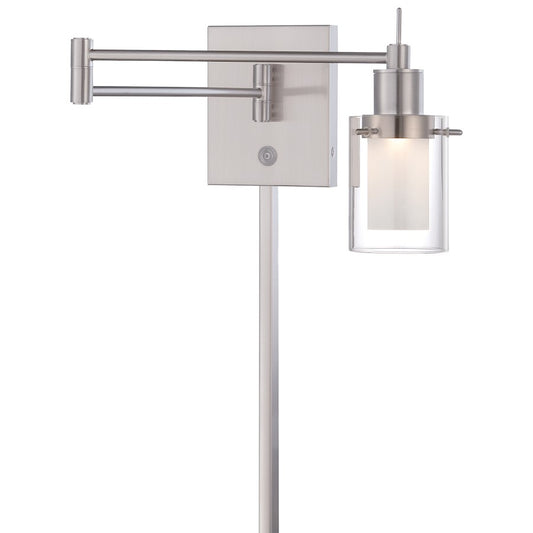 George Kovacs LED Swing Arm 16in 1-Light Wall Sconce | Brushed Nickel | Bedroom Reading Light | 4.5 x 16 x 7.5 in | Model P4511-084