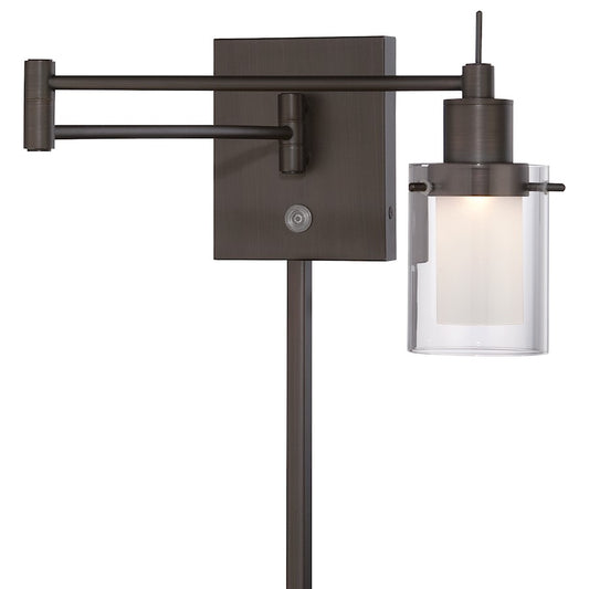 George Kovacs Swing Arm LED Wall Sconce | Contemporary Copper Bronze Patina Metal | Bedroom & Living Room Reading Light | Model P4511-647
