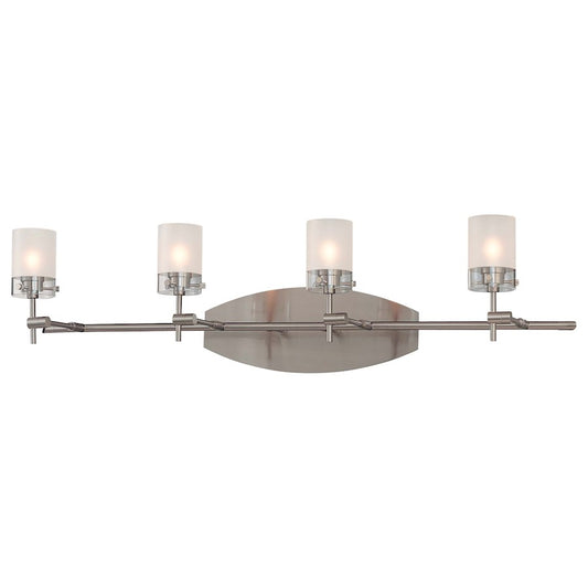 George Kovacs Shimo 30in 4-Light Bath Vanity Light | Contemporary Brushed Nickel | Bathroom Vanity | 30.5 x 12.5 x 7.5 in | Model P5014-084