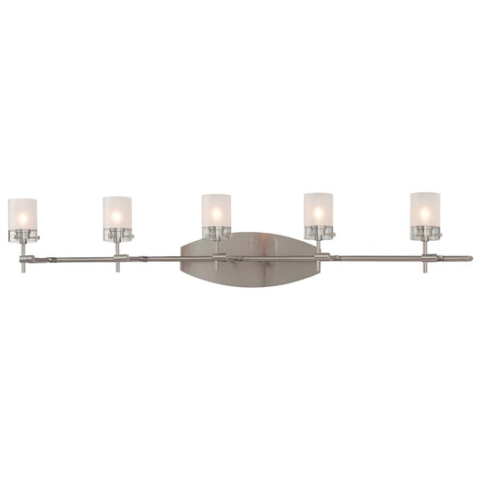 George Kovacs Shimo 39in 5-Light Bathroom Vanity Light | Contemporary Brushed Nickel | Bathroom Vanity | 39 x 12 x 8 in | Model P5015-084