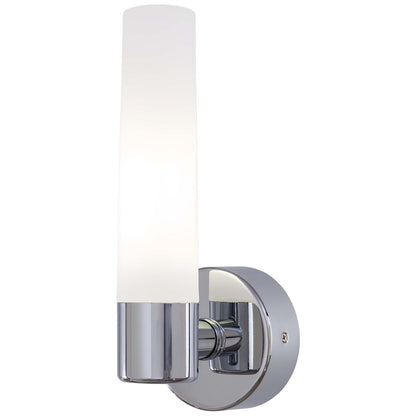George Kovacs Saber 1-Light LED Wall Sconce | Contemporary Chrome and Etched Opal Glass | Bathroom & Hallway Accent | Model P5041-077-PL