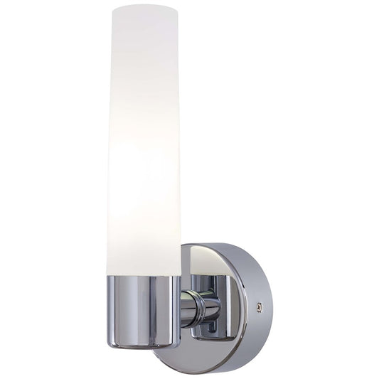 George Kovacs Saber 1-Light LED Wall Sconce | Contemporary Chrome and Etched Opal Glass | Bathroom & Hallway Accent | Model P5041-077-PL