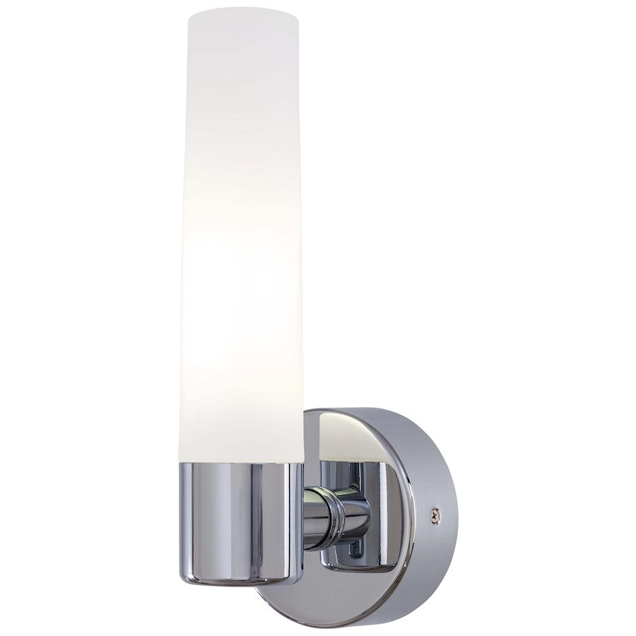 George Kovacs Saber 1-Light LED Wall Sconce | Contemporary Chrome and Etched Opal Glass | Bathroom & Hallway Accent | Model P5041-077-PL