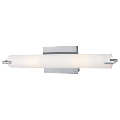 George Kovacs Tube 20in 2-Light LED Bathroom Vanity Light | Contemporary Chrome and Etched Opal | Bathroom Vanity | 20 x 4 x 5 in | Model P5044-077-PL