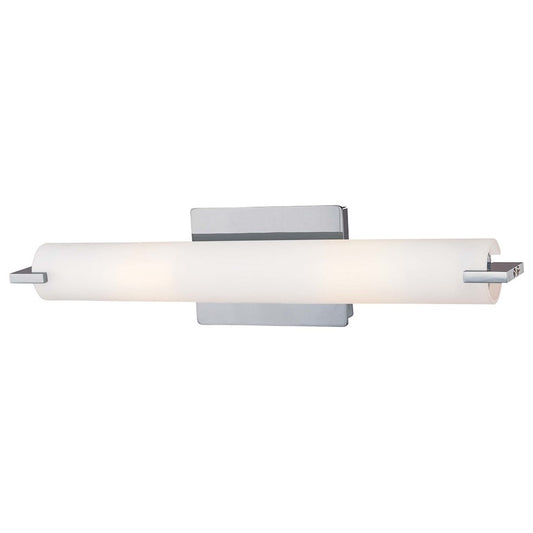 George Kovacs Tube 20in 2-Light LED Bathroom Vanity Light | Contemporary Chrome and Etched Opal | Bathroom Vanity | 20 x 4 x 5 in | Model P5044-077-PL