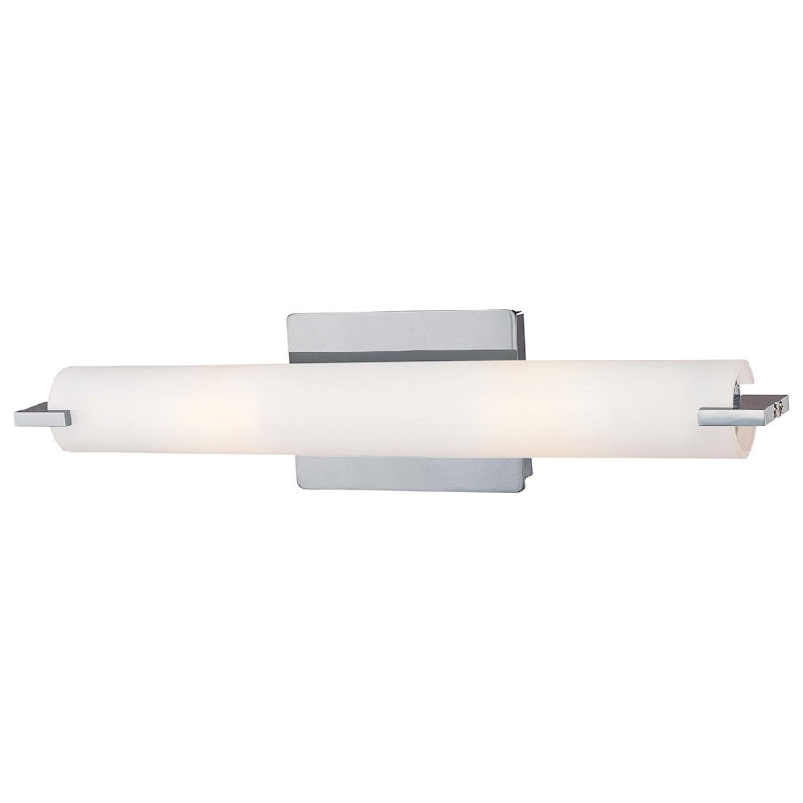 George Kovacs Tube 20in 2-Light LED Bathroom Vanity Light | Contemporary Chrome and Etched Opal | Bathroom Vanity | 20 x 4 x 5 in | Model P5044-077-PL