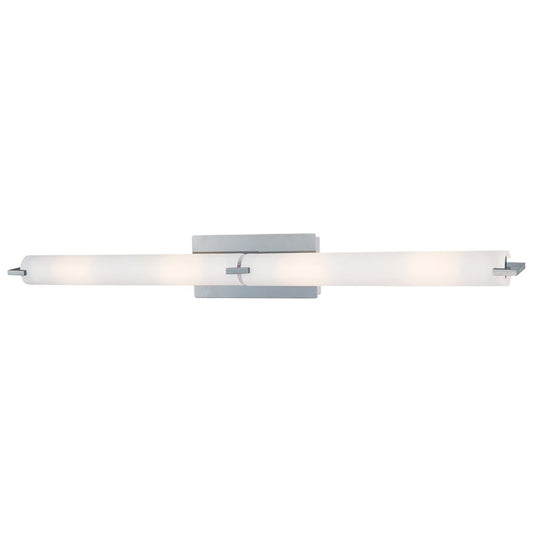 George Kovacs Tube 40in 4-Light Bath Vanity | Contemporary Chrome and Etched Opal Glass | Bathroom Vanity | 40 x 4 x 5 in | Model P5046-077-PL