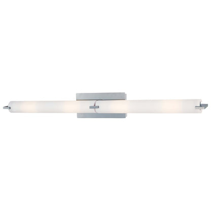 George Kovacs Tube 40in 4-Light Bath Vanity | Contemporary Chrome and Etched Opal Glass | Bathroom Vanity | 40 x 4 x 5 in | Model P5046-077-PL