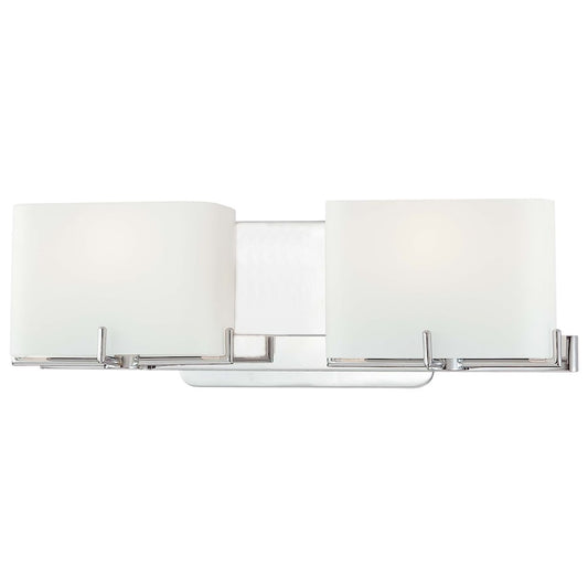 George Kovacs Curvy Corner 16in 2-Light Bath Vanity | Contemporary Chrome and White Glass | Bathroom Vanity | 16 x 5 x 6 in | Model P5152-077