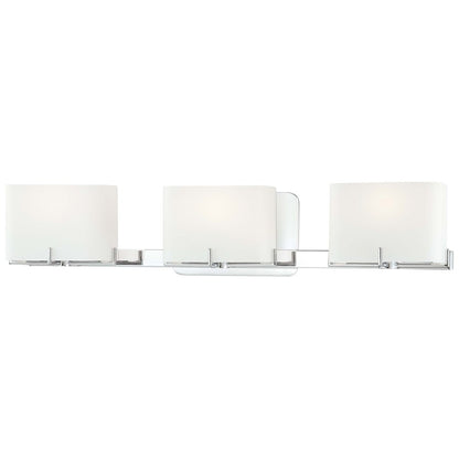 George Kovacs Curvy Corner 24in 3-Light Bathroom Vanity Light | Contemporary Chrome and Etched Opal Glass | Bathroom Vanity | Model P5153-077