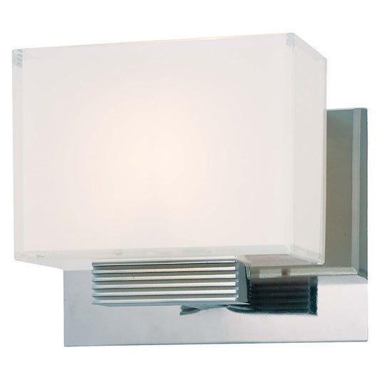 George Kovacs Cubism 7in 1-Light Wall Sconce | Contemporary Chrome and Clear Glass | Living Room & Hallway Accent | 7 x 7 x 6 in | Model P5211-077