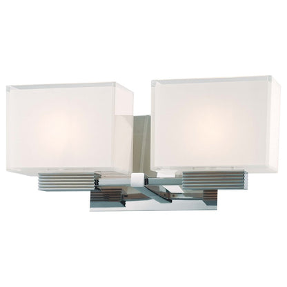 George Kovacs Cubism 2-Light Wall Sconce | Contemporary Chrome and Clear Glass | Bathroom Vanity & Powder Room | 14 x 5 x 6 in | Model P5212-077
