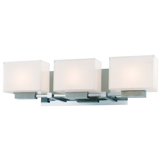 George Kovacs Cubism 3-Light Wall Sconce | Contemporary Chrome and Clear Glass | Bathroom Vanity & Powder Room | 22 x 5 x 6 in | Model P5213-077