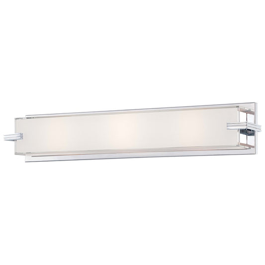 George Kovacs Cubism 24in 3-Light Vanity Light | Contemporary Chrome and Clear Mitered Glass | Bathroom Vanity | 24 x 4 x 5 in | Model P5216-077