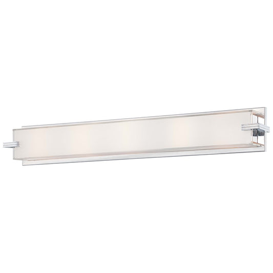 George Kovacs Cubism 30in 5-Light Vanity Light | Contemporary Chrome and Clear Mitered Glass | Bathroom Vanity | 30 x 3 x 5 in | Model P5217-077