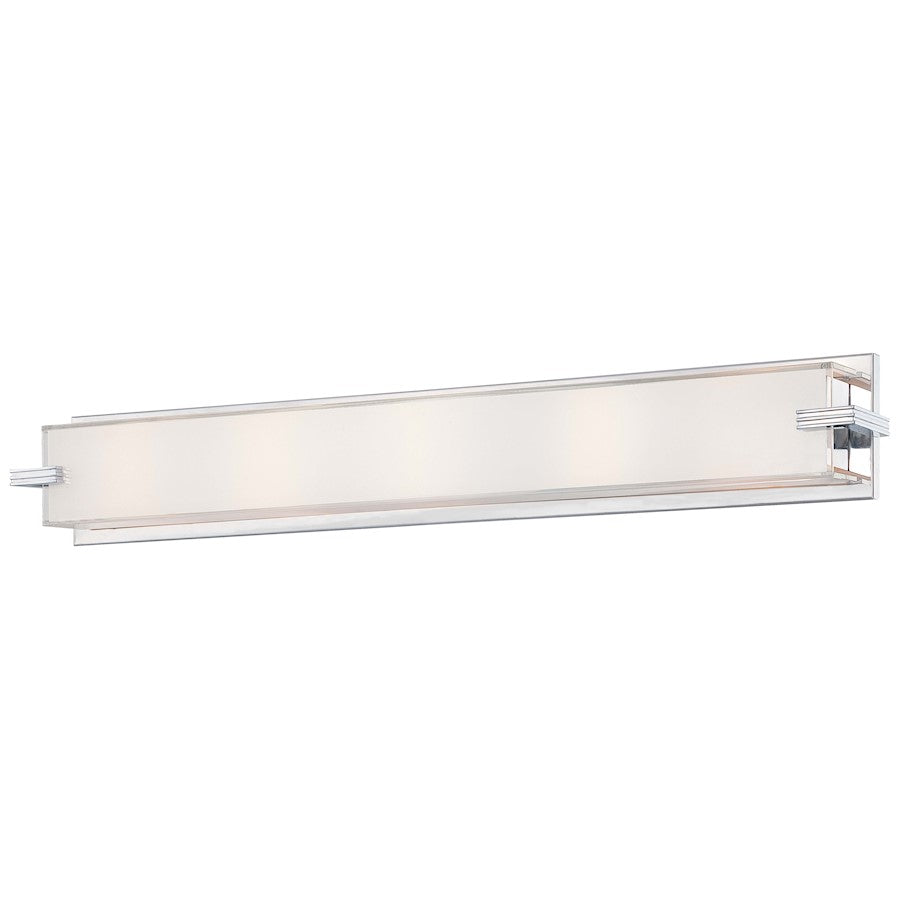 George Kovacs Cubism 30in 5-Light Vanity Light | Contemporary Chrome and Clear Mitered Glass | Bathroom Vanity | 30 x 3 x 5 in | Model P5217-077