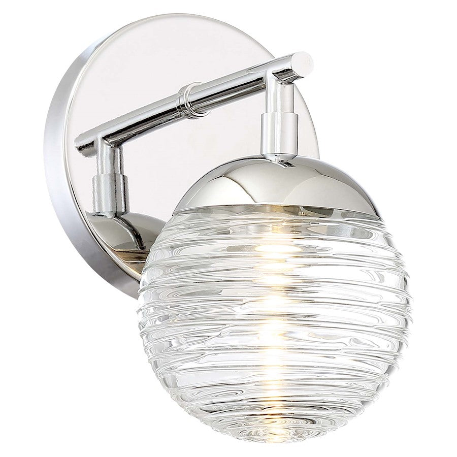George Kovacs Vemo 8in 1-Light LED Bath Vanity Light | Transitional Polished Nickel and Clear Textured Glass | Bathroom Vanity | Model P5271-613-L