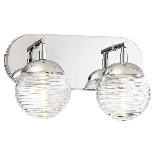 George Kovacs Vemo 12in 2-Light Bathroom Vanity Light | Transitional Polished Nickel and Clear Textured Glass | Bathroom Vanity | Model P5272-613-L