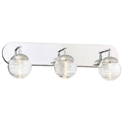 George Kovacs Vemo 24in 3-Light LED Bath Vanity Light | Polished Nickel and Clear Textured Glass | Bathroom Vanity | 24 x 6 x 8 in | Model P5273-613-L