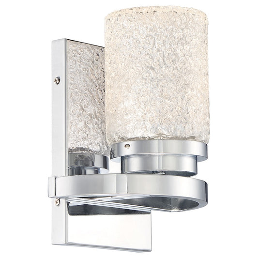 George Kovacs Brilliant 1-Light LED Bath | Chrome and Clear Textured Glass | Bathroom Vanity Light | 7 x 6 x 9 in | Model P5321-077-L