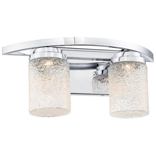 George Kovacs Brilliant 16in 2-Light LED Bath Vanity Light | Chrome and Clear Textured Glass | Bathroom Vanity | 16 x 6 x 8 in | Model P5322-077-L