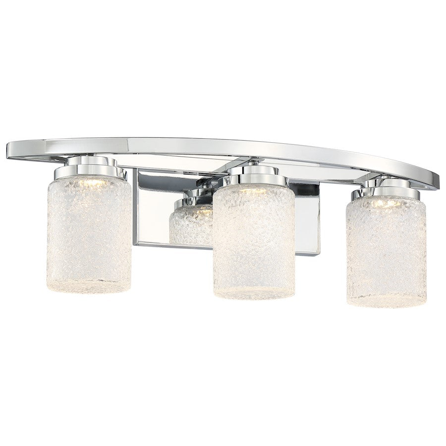 George Kovacs Brilliant 23in 3-Light LED Bath Vanity Light | Chrome and Clear Textured Glass | Bathroom Vanity | 23 x 6 x 8 in | Model P5323-077-L